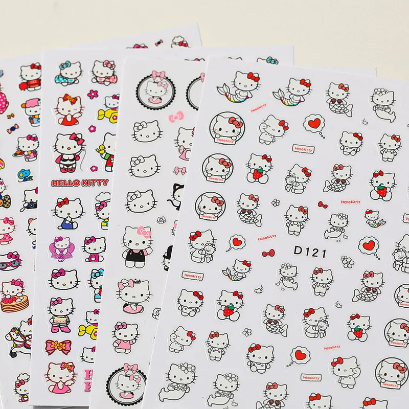 Cartoon Sanrio Animation Characters 3D DIY Stickers Nail Art Decoration Cinnamoroll Kulomi Serie Nail Sticker Long-lasting Decal