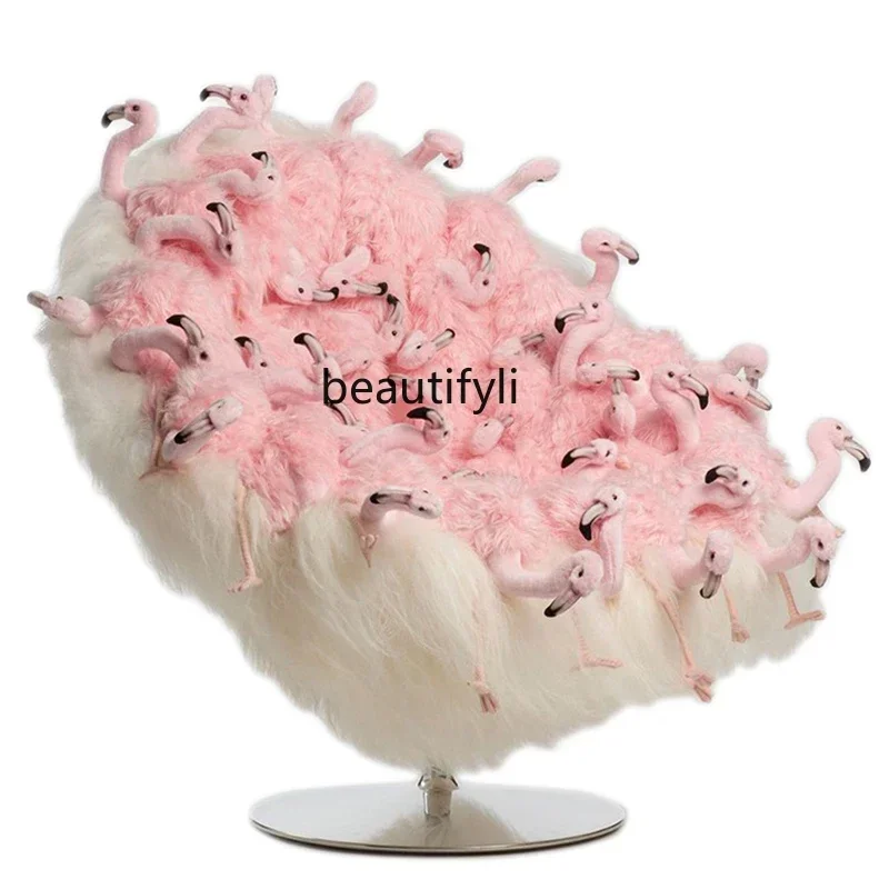 Italian minimalist cute animals, love flamingo rotating casual seat marriage, metal creativity home accessories