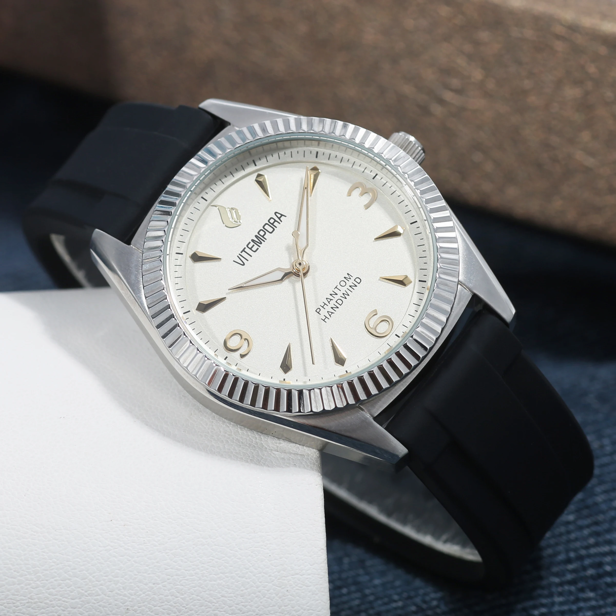 Vitempora Men's Mechanical Watch Manual Movement Stainless Steel Waterproof Case Replica Watch Retro Sports and Leisure Watch