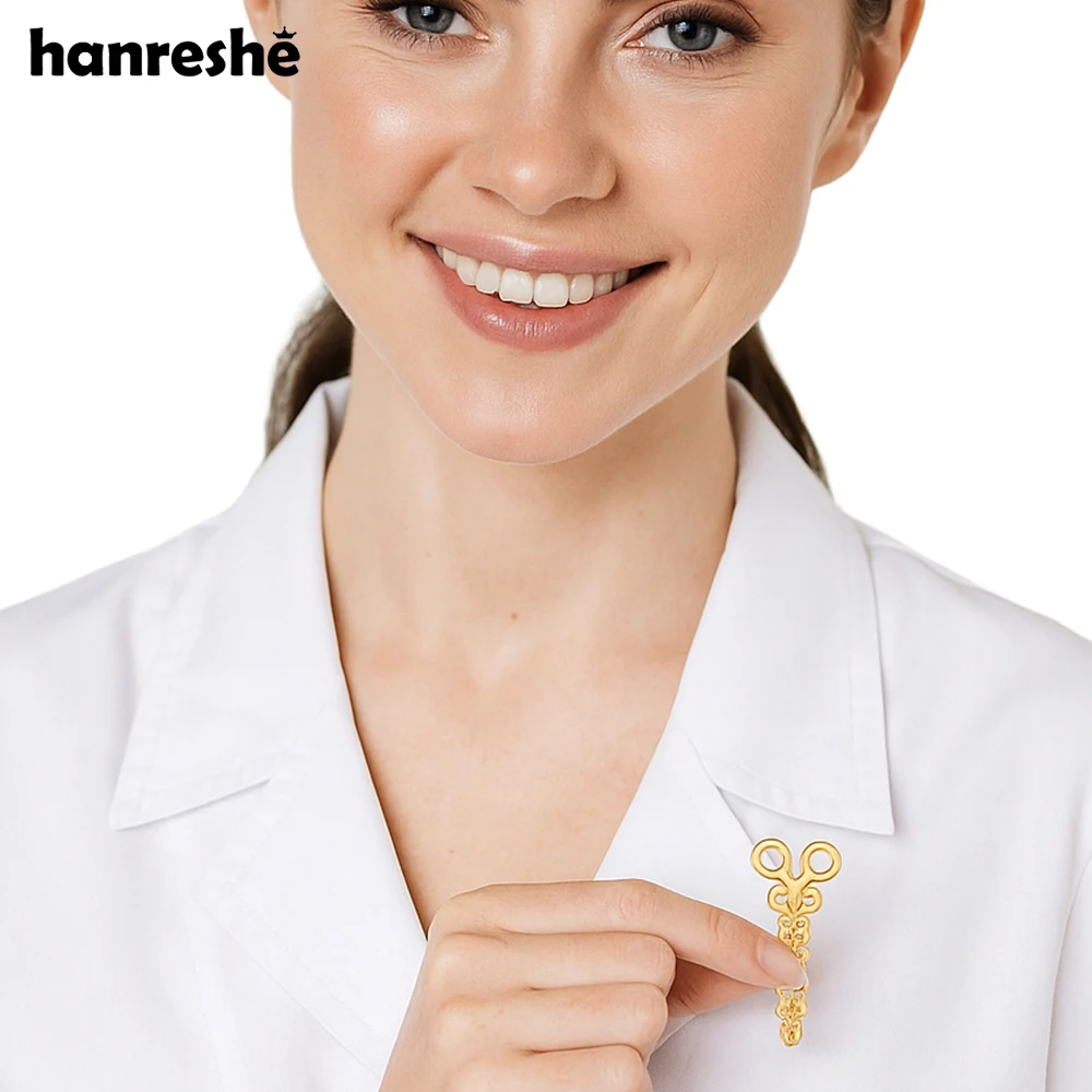 Hanreshe Surgery Scissors Caduceus Pin Medical Surgeon Lapel Brooch Badge Medicine Jewelry for Doctor Nurse Gift Collection
