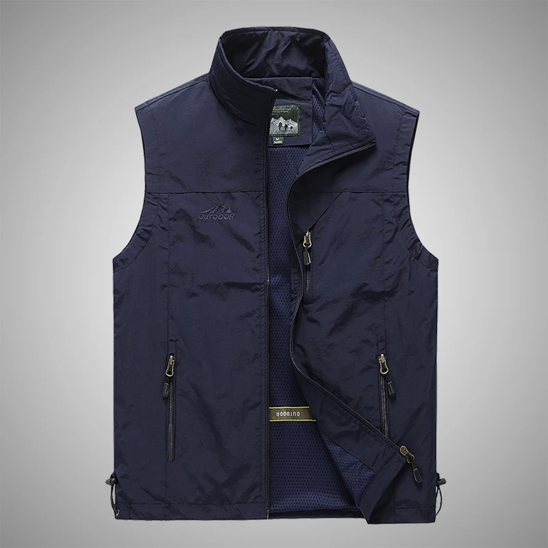 

Outdoors Gilet Men Casual Vest Fishing Vest Men's Summer Thin Spring and Autumn Stand Collar Jacket Quick Drying Fishing Vests