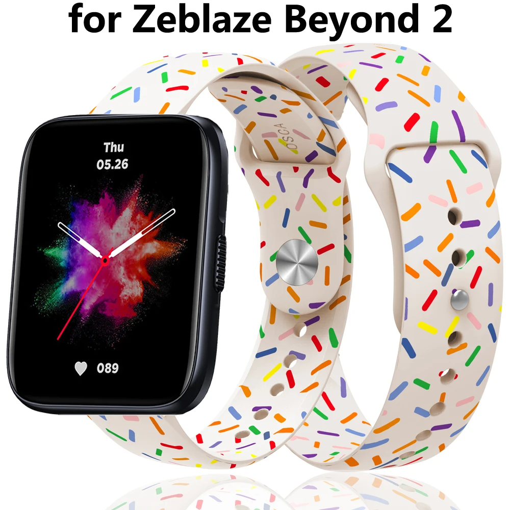 

Rainbow Silicone Watch Strap for Zeblaze Beyond 2 Wristband for Zeblaze Beyond Candy Silicone Watch Strap Sports Watchband 22mm