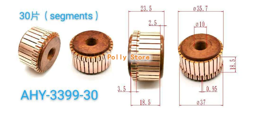 5PCS 10x35,7x23,5(18)mm 30P Kupfer Bars Lichtmaschine Elektromotor Kommutator AHY-3399-30