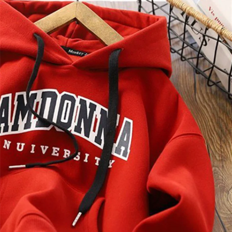 Boys Hoodies Sweatshirts Cotton Thicken Velvet 2022 Red Warm Winter Autumn Outwear Baby\'s Kids Children\'s Clothing