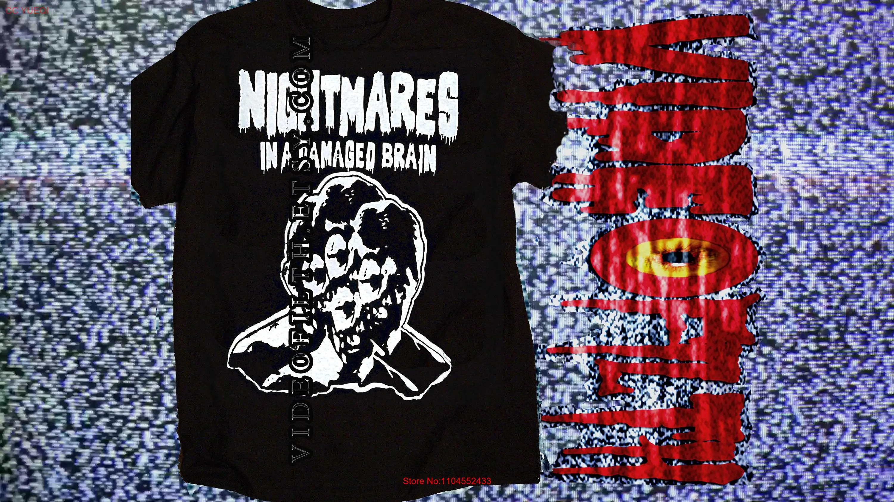 Nightmares In A Damaged Brain 1981 aka Nightmare silkscreen Pre Shrunk Cotton T Shirt silk screen Video Nasty Gory Slasher