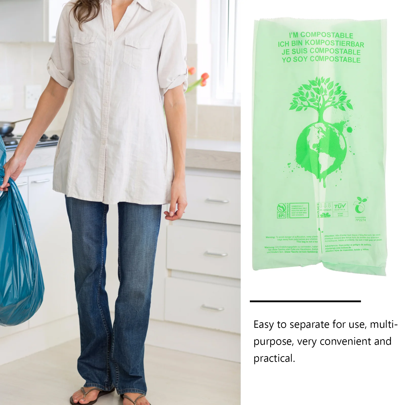 Trash Bag Sturdy Garbage Bags Household Strong Corn Starch Storage Pouch Rubbish Durable