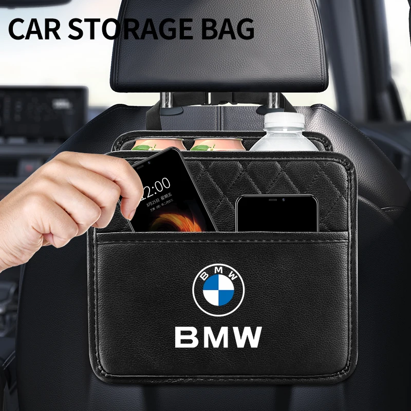 Car Badge Accessories Seat Back Garbage Storage Bag For BMW Performance M Power E90 E91 E92 E93 X3 X5 X6