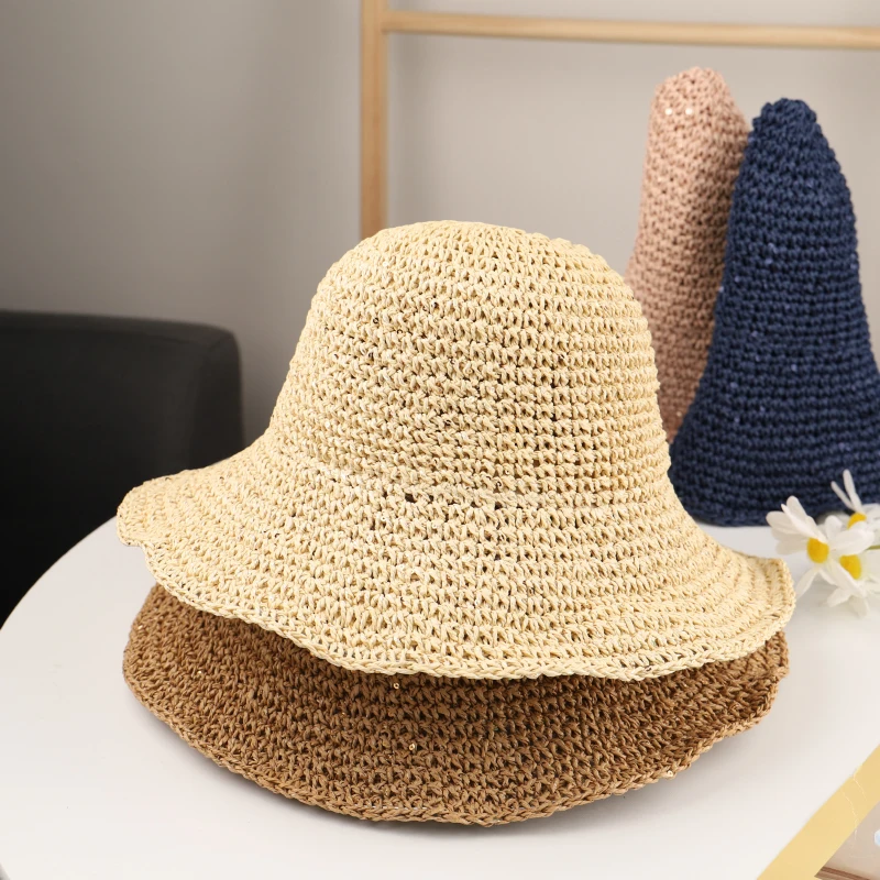 Sun Hat for women Summer Beach Hat fashiona Lafite Straw Hat travel sunscreen multifunctional folding  straw women sun visor hat