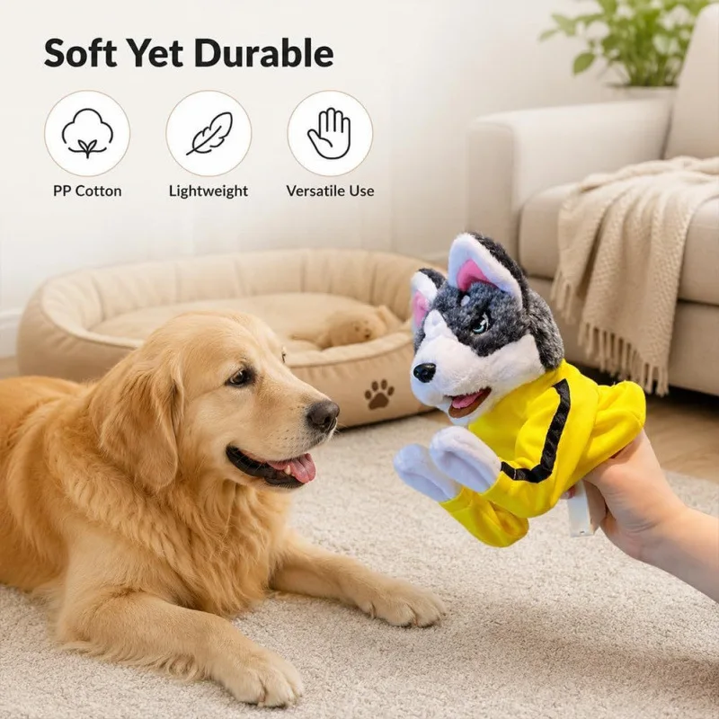 Husky Boxing Interactive Plush Toy Kung Fu Dog Sound Boxing Toy, Plush doll with Sound, Boxing Dog Interactive Hand Puppet