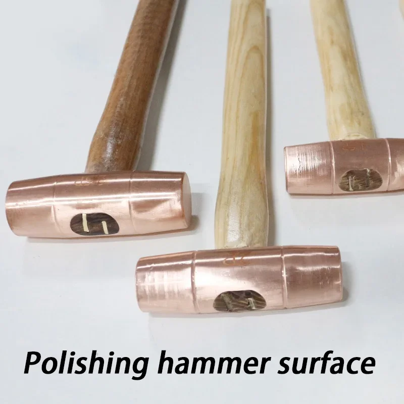 Copper Wood Handled Hammer Carpenter Woodworking Double Sided Hammer Round Drum Install Hammers 0.5P-3P Mold Repair Hand Tools