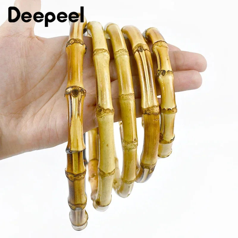 2/4 Uds Deepeel 7,5-18cm anillos de bambú asas para bolsos DIY artesanía hecha a mano bolsas de madera cierre mango redondo bolso accesorios tejidos