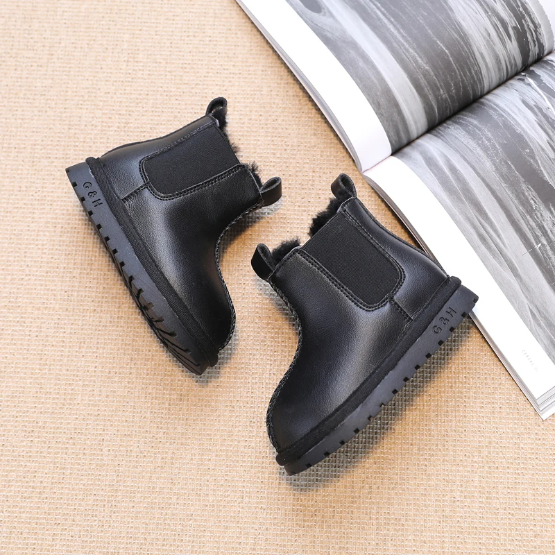 DIMI Winter Children Shoes Microfiber Leather Boys Girls Boots Fashion Soft Waterproof Non-Slip Warm Plush Kids Snow Boots