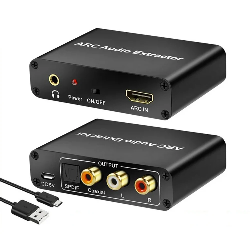 

ARC Audio Extractor to L/R Coaxial SPDIF Jack Return Channel Converter For Fiber RCA Headphone