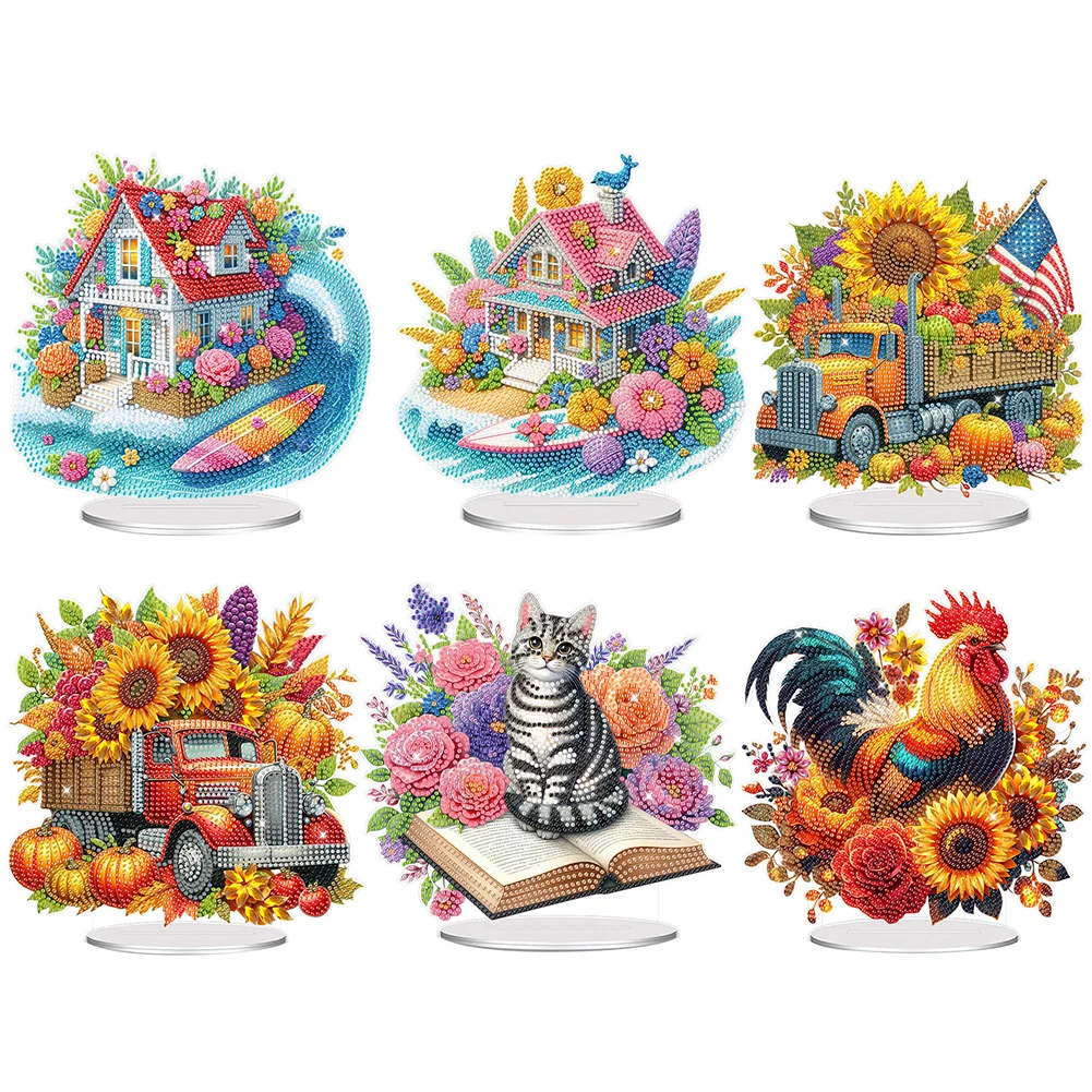

Acrylic 2D/Flat DIY 5D DIY Diamond Art Tabletop Decorations Diamond Painting Desktop Decorations for Home Office Desktop Decor
