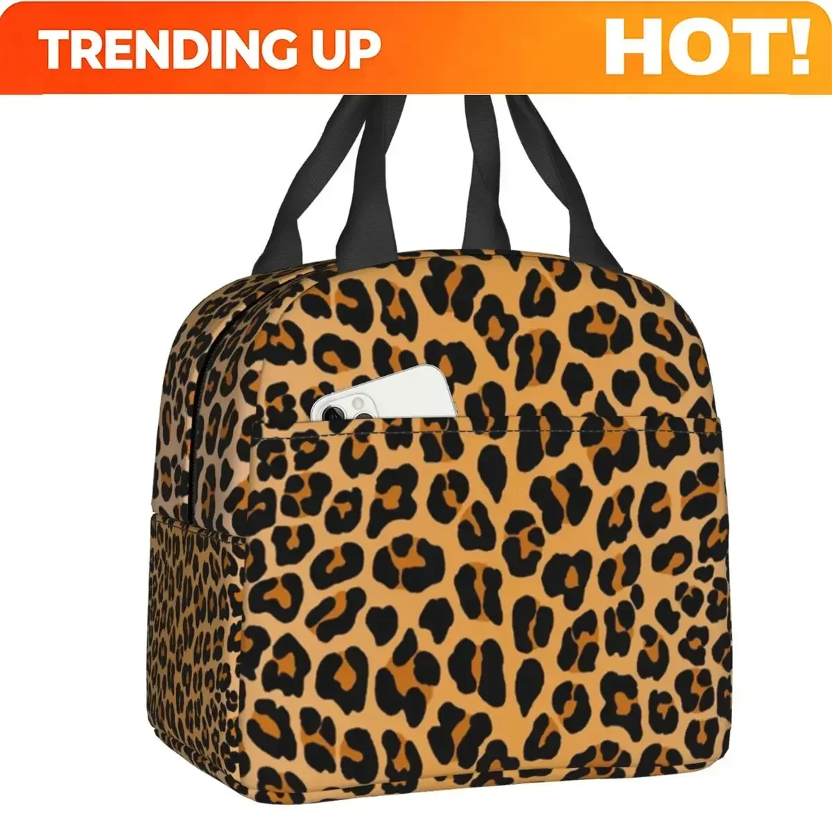 Custom Bag Custom Custom Leopard Print Portable Lunch Boxes Women Leakproof Animal Fur Pattern Cooler Thermal Food Insulated Lun