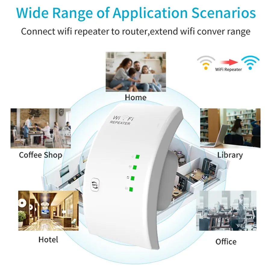 300Mbps Wifi Repeater Wifi Expander Signal Enhancers Booster Connected To 2.4G Network AP Mode Extendor Long Internet for Home