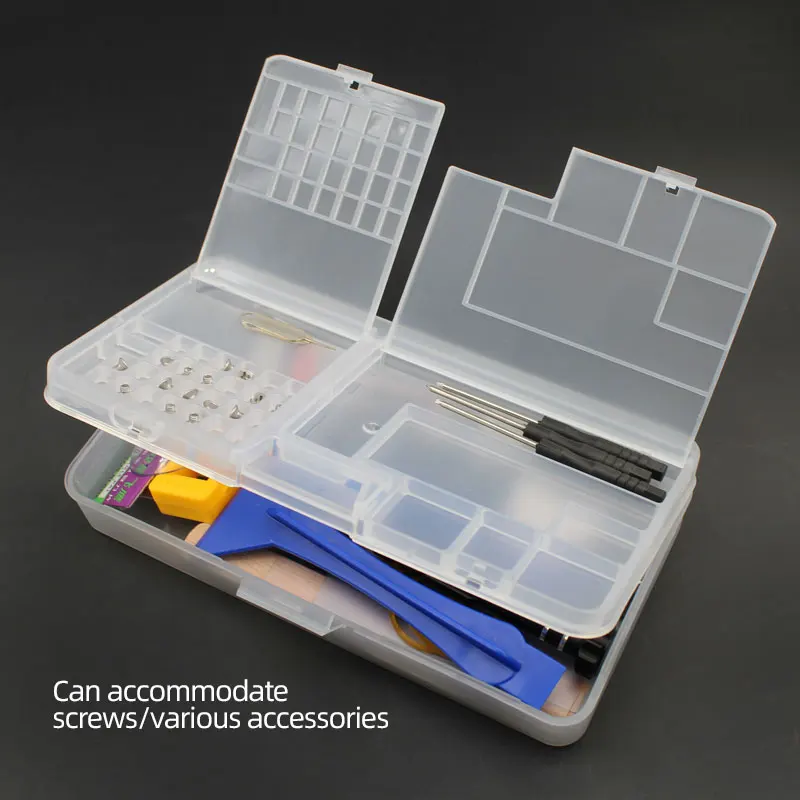 صندوق، مكونات إلكترونية، تخزين بلاستيكي شفاف، ملحقات لولبية صغيرة، شبكة تصنيف الأدوات #3