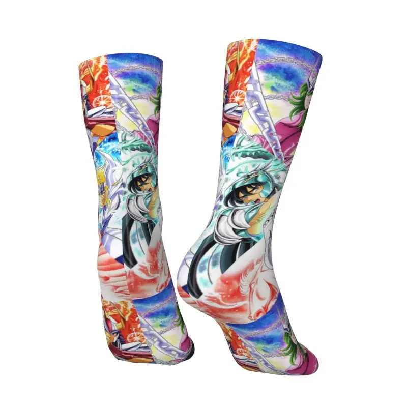 Calcetines de vestir personalizados Saintes Seiya Anime Manga calcetines de tripulación novedosos de moda cálidos para hombres y mujeres