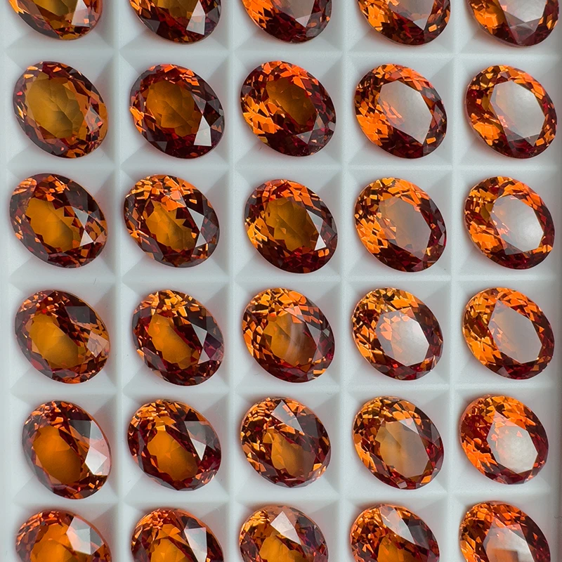 Laborgezüchteter Saphir in Orangeton, Ovaler Schliff, Hochwertige Großhandels-Edelsteine, Charm-Perlen für Schmuckherstellung, Wählbares Zertifikat – Detail 9