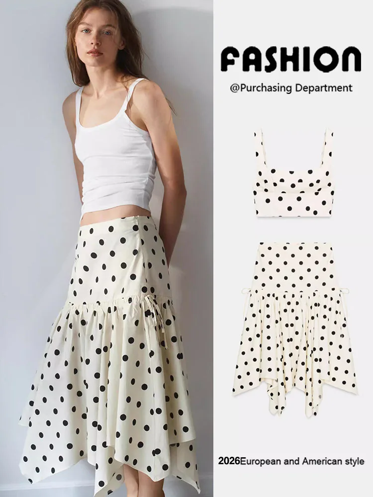 

Новый летний женский комплект: топ и юбка миди в этническом стиле, с завышенной талией, модный и элегантный образ