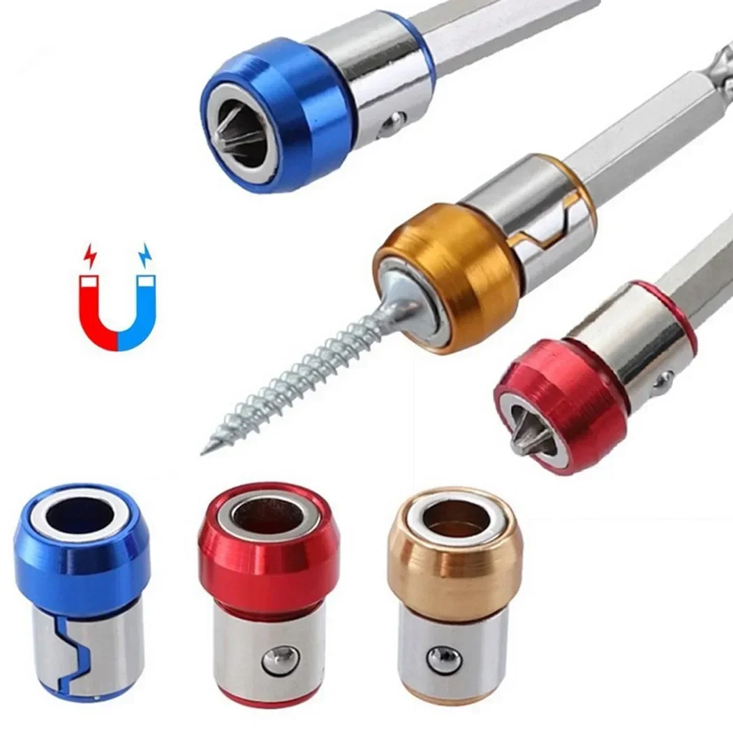 Screwdriver Power Bit Screw Magnetic Ring Bracket Metal Screwdriver Head Holder Locator Anti-Corrosion Drill Bit Magnetizer Ring