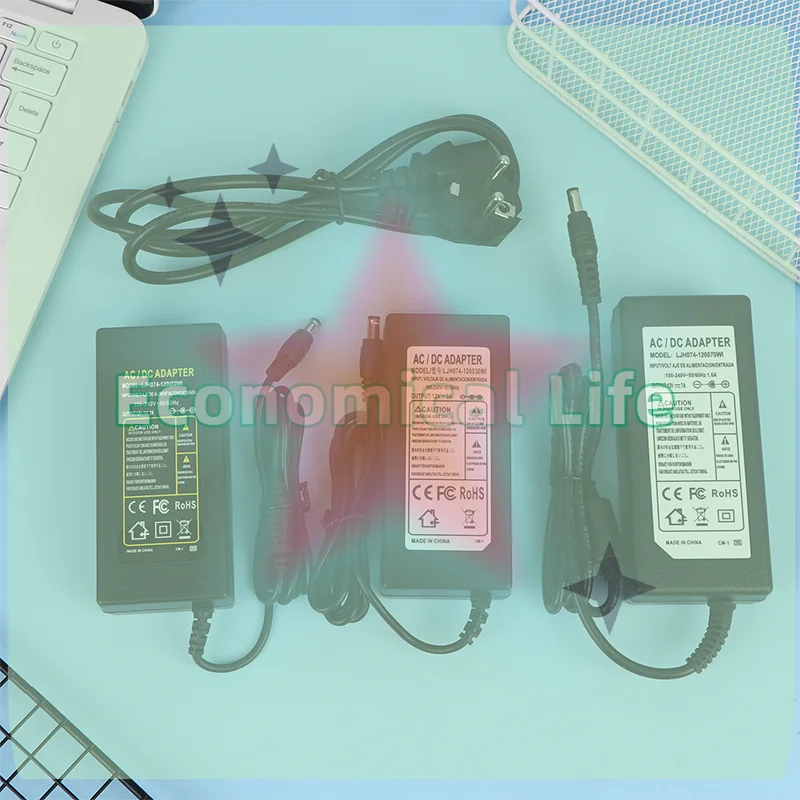 

Блок питания для светодиодных лент EU/US, DC12V, 1A-8A, трансформатор с переключателем для WS2811 WS2815