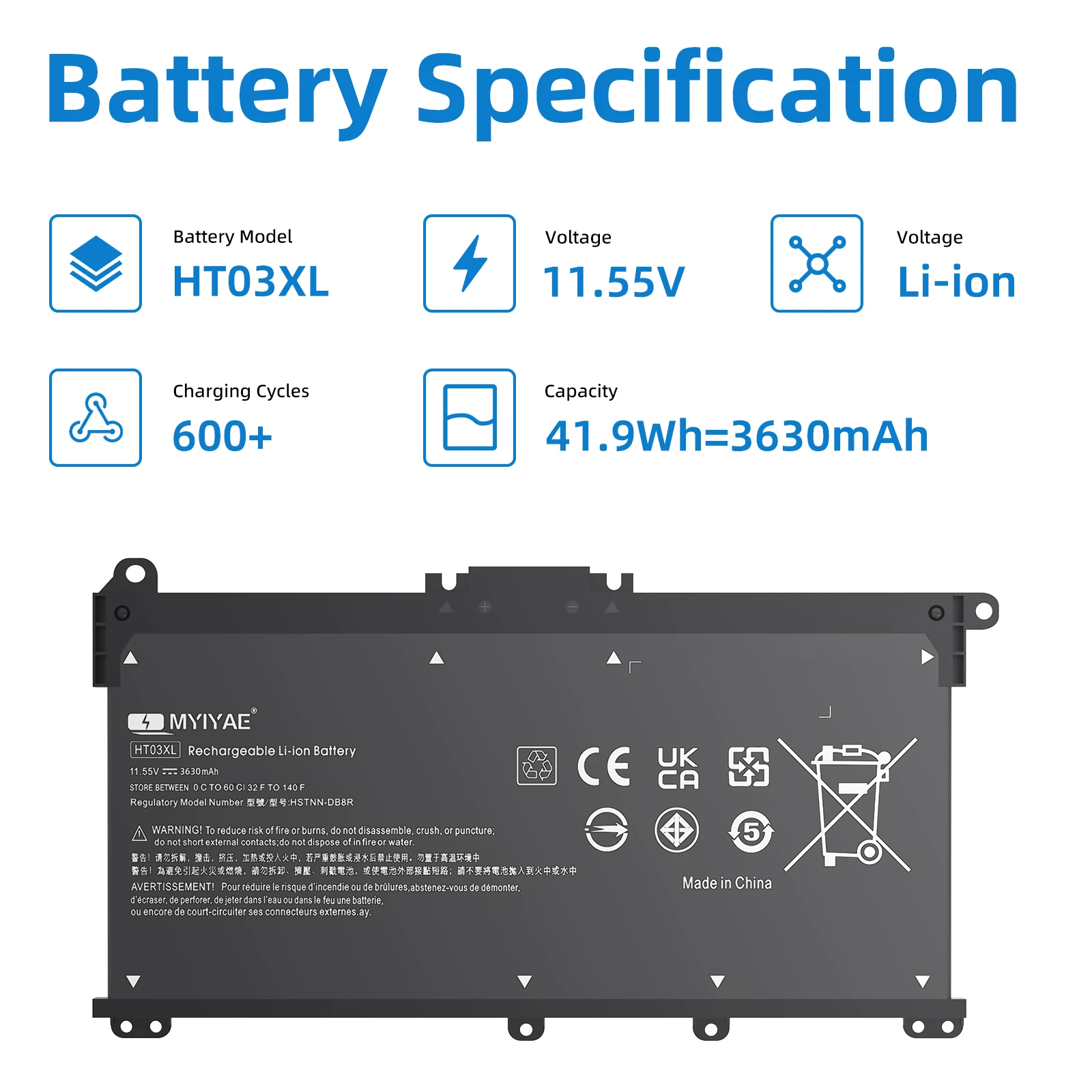 HT03XL HP Laptop Battery For Notebook Pavilion HP 14-CE0025TU 14-CE0034TX 15-CS0037 TPN-Q208/TPN-Q209/TPN-C135/TPN-C136/TPN-I130