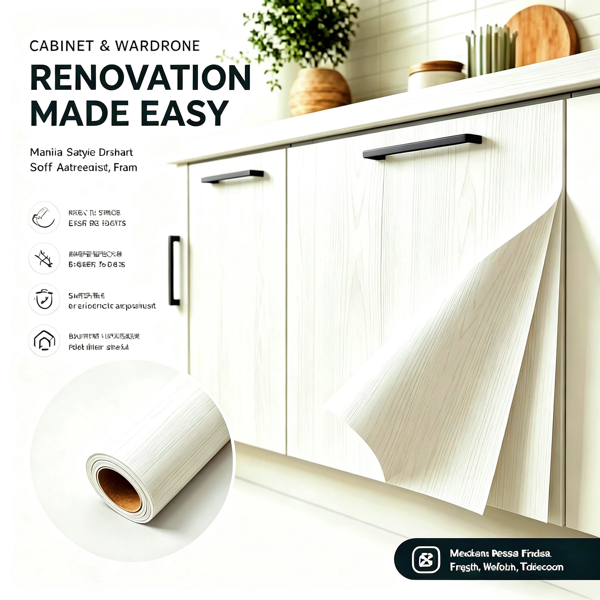 Vinyl Oil-Proof Wood Grain Sticker Self-Adhesive Wallpaper for Kitchen Countertop Furniture Cabinet Table Wall Renovation DIY