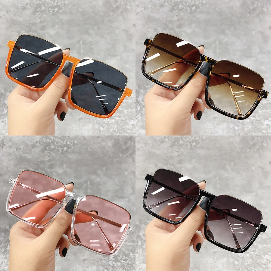 Sonnenbrille Damen 2026 – Große quadratische Fassung, luxuriöses Markendesign, Farbverlauf, Vintage-Sonnenbrille für Damen, Herren, Unisex – Detail 8