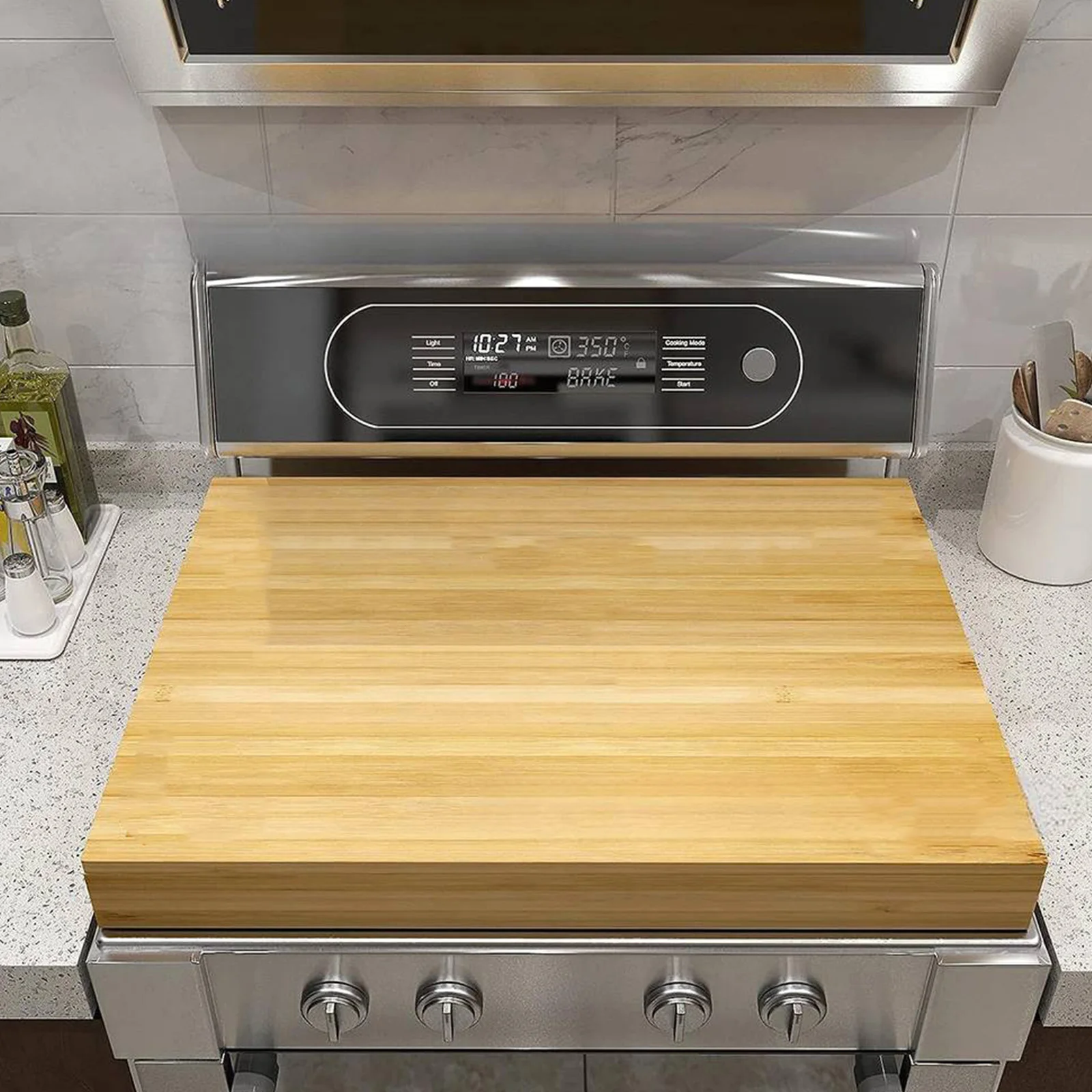 

Bamboo Wood Stove Top Cover and Cutting Board Noodle Board Large Charcuterie Board for Electric Stove and Gas Stove