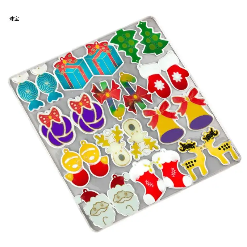 X5QE Christmas Earrings Epoxy Resin Mold Xmas Ear Danglers Pendants Silicone Mould DIY Crafts Jewelry Necklace Casting Tool