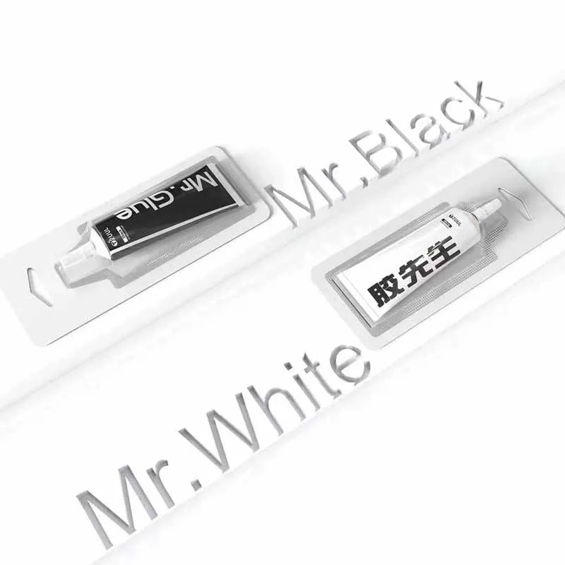 2UUL Mr Colla per Riparazione 25ml Adesivo Bianco Nero Multiuso Ad Asciugatura Rapida Super Forte Strumento di Colla per Touch Screen del Telefono