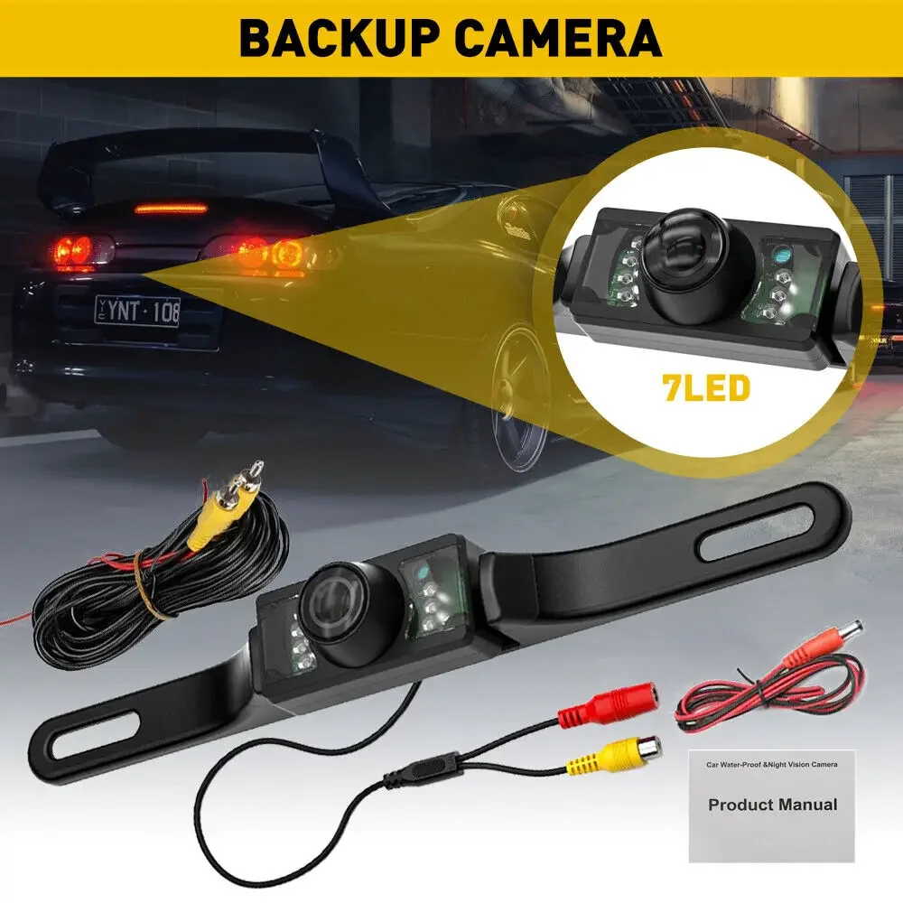 7 IR LED Car Rear View Backup Camera Parking Reverse License Plate Waterproof  Backup Camera