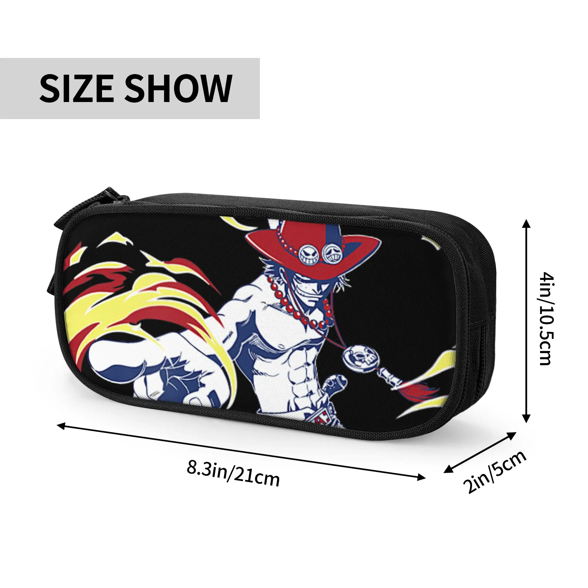Large Capacity Bags for Child Cartoon One Piece Fire Fist Ace Frame  School Pencil Bag for Boys Gilrs Kids
