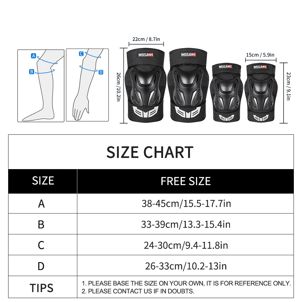 WOSAWE Motorbike Protective Kneepad Motocross Motorcycle Knee Pads Elbow Protector Night Reflective Racing Guards Protection