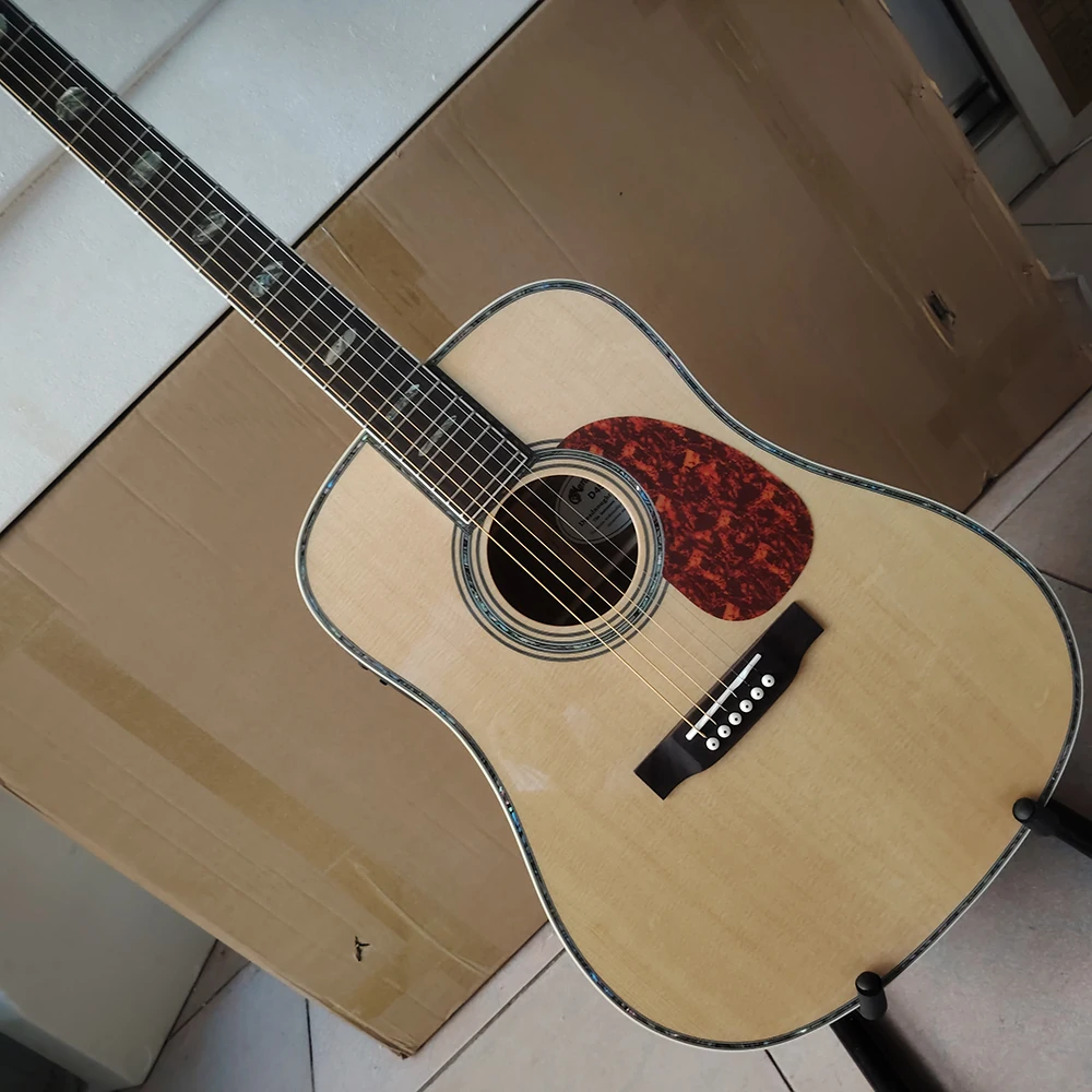 

High quality MD-D45 acoustic folk guitar in stock, spruce maple panel 301EQ, cow bone nut, fast delivery