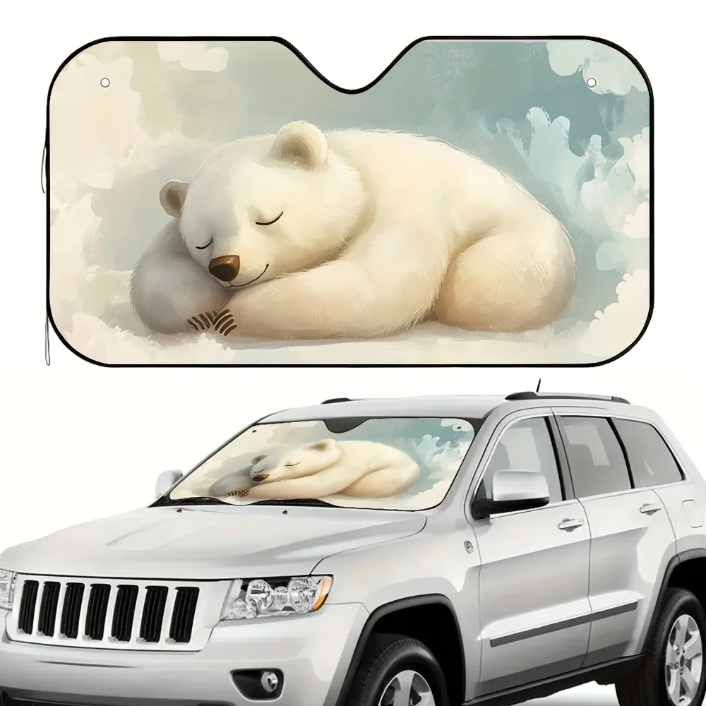 1pc Dreamy Bear Slumber Car Sun Visor - Universal Fit, Easy Installation, Blocks UV Rays, Reduces Interior Heat, Cute Polar Bear