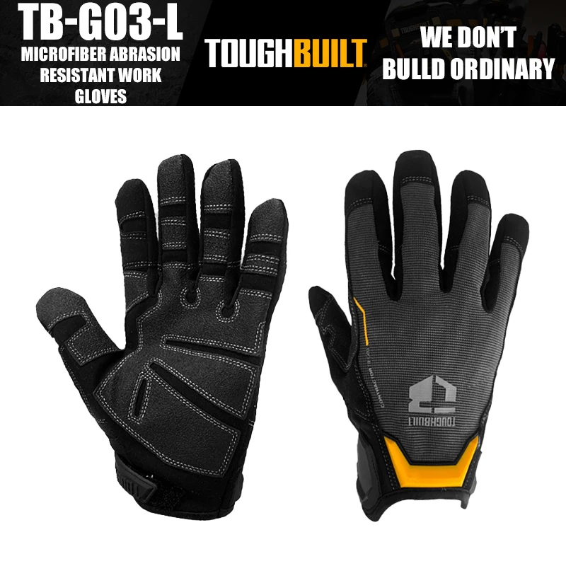 ToughBuilt TB-G03-L/TB-G03-XL Microfiber Abrasion Resistant Work Gloves Protective Tools Accessories