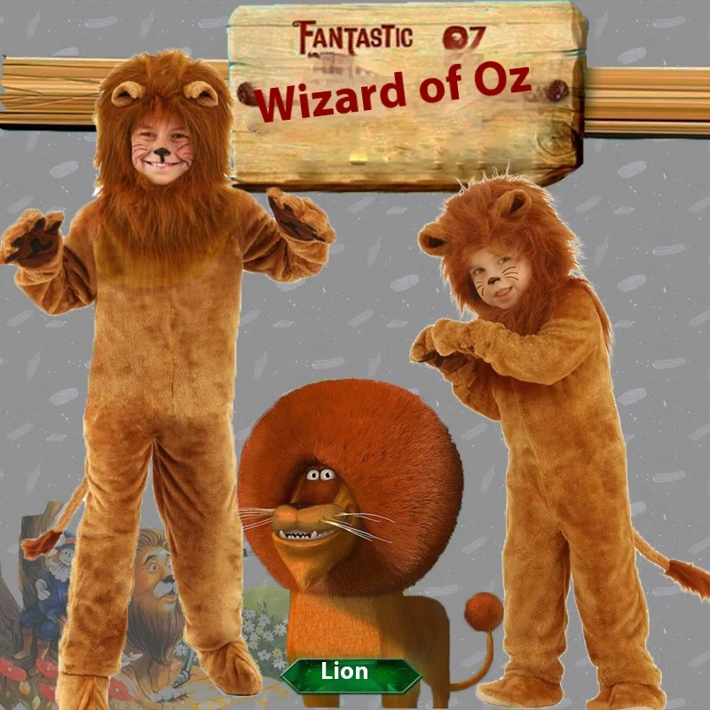 

Halloween Lion King Costume Long Fur Children'S Animal Outfit Performance Clothes The Wizard Of Oz Little Lion Suit