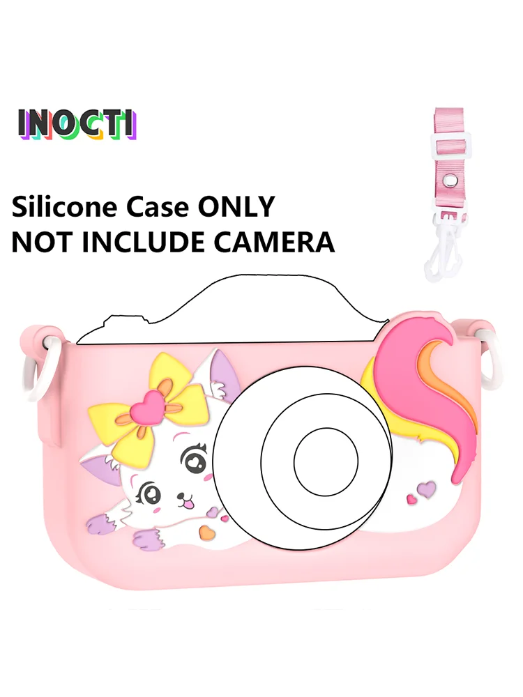 Silicone Protective Case For Kids Camera Cat Design with Lanyard CASE ONLY(No Camera)