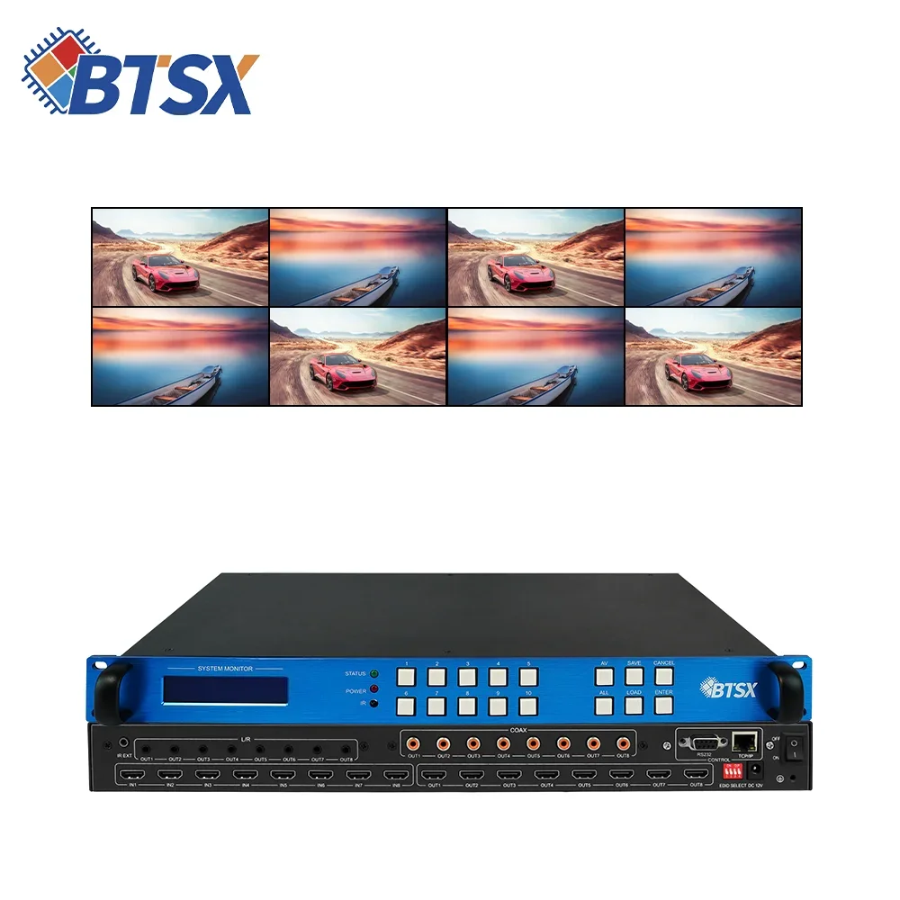 Hot sales lcd led splicing screen 2x4 8 input 8 output switch splitter for tv hdmi 4K video matrix modular matrix switcher