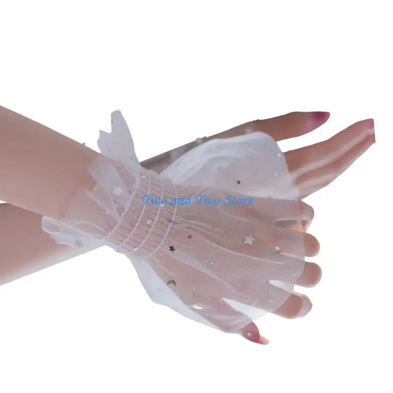 

HX6F Glitters Star Arm Sleeves Nails Display Photoshoots Props Hand Sleeves Wrist Cuffs Decorative Sleeves for Women Wear