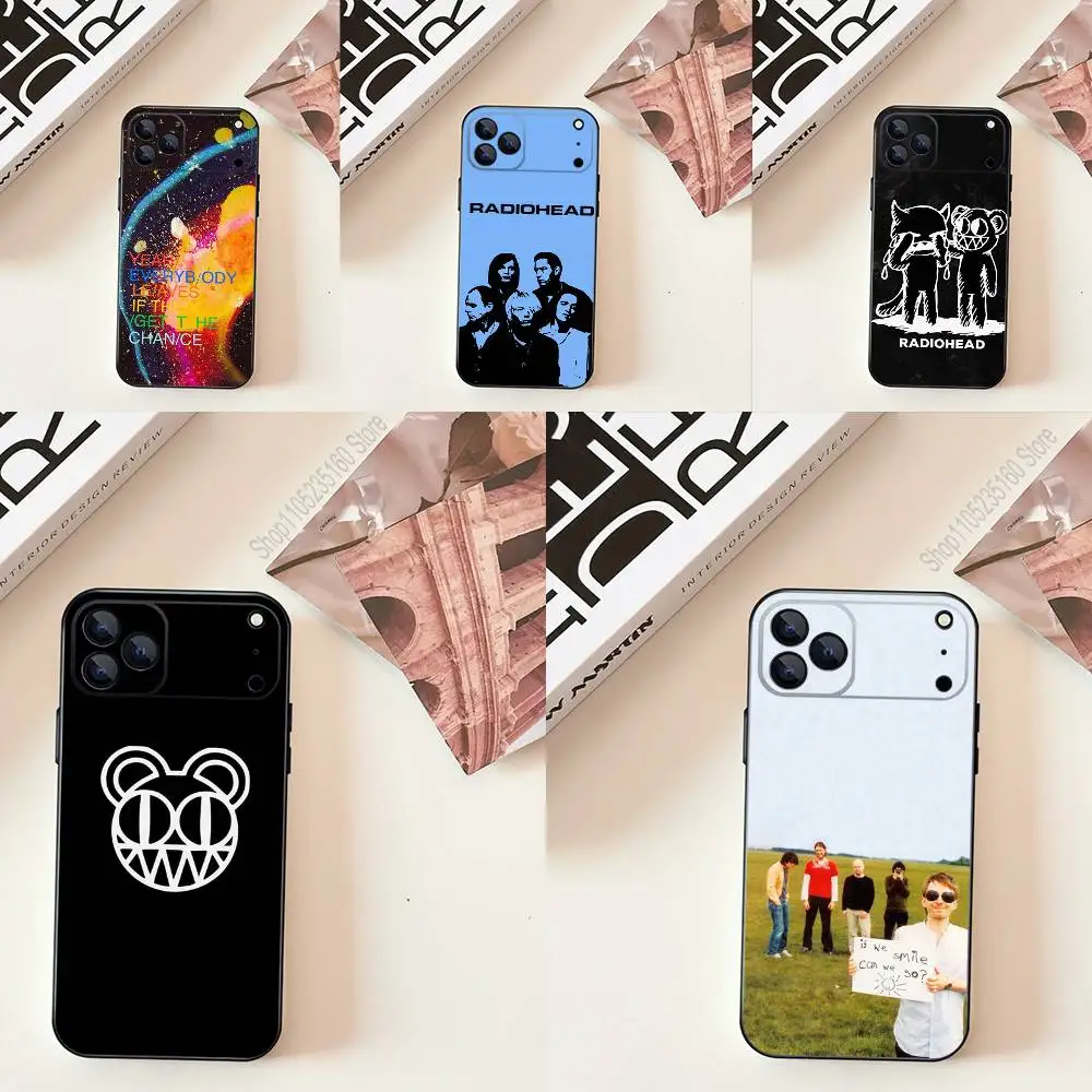 

R-Radiohead Rock Band Phone Case For iPhone 17,16,15,14,13,12,11,Pro,Max,Plus,E,SE4,Air,Mini Black Precise Hole Matching