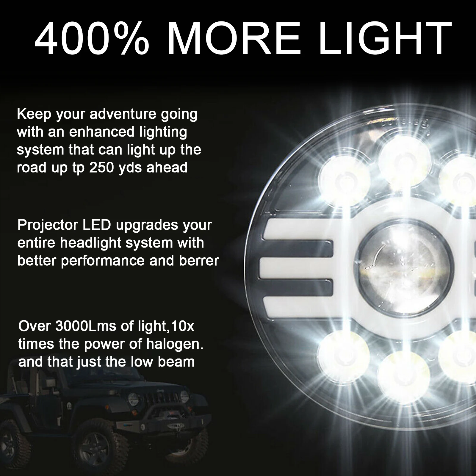 سيارة LED ضوء مستدير 7in قطر 500 واط 6 الخرز سبائك الألومنيوم جولة LED سيارة ضوء سيارة LED ضوء دائري جولة LED سيارة الخفيفة