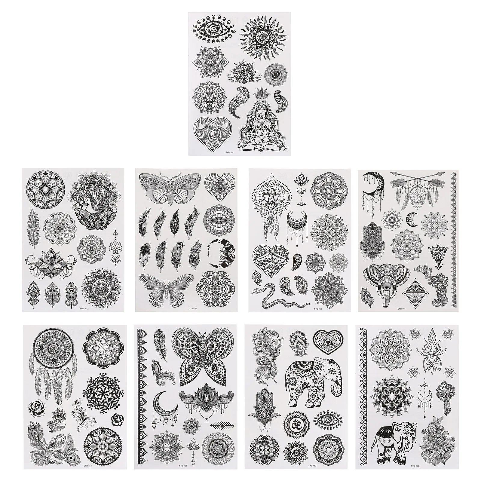 

9 шт. временных татуировок в стиле ретро с буквой H, водонепроницаемые наклейки для тела с цветочным узором для вечеринок, сценических выступлений, фотосессий и повседневного использования