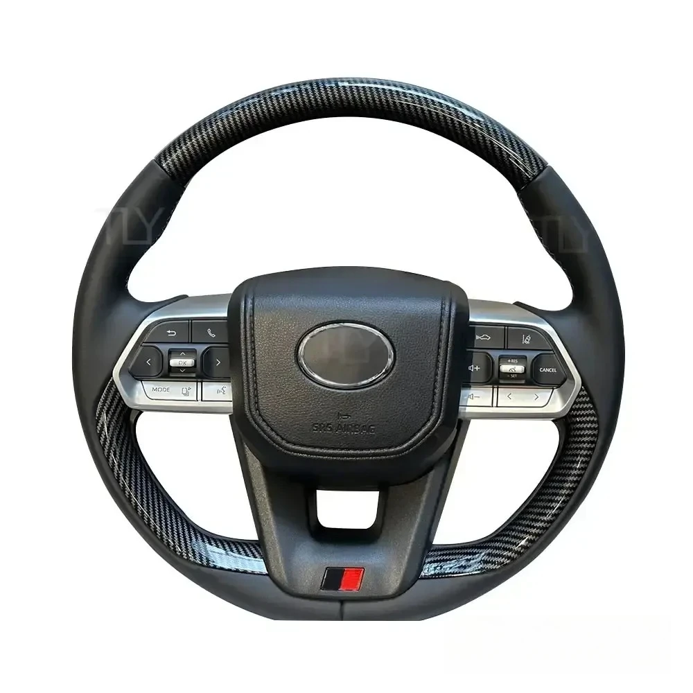 Maictop GR Style Interior Accessories Sports Leather Car Steering Wheel Carbon Fiber for Toyota Land Cruiser LC300 LC200