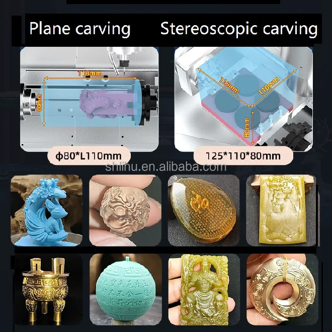 High Precision 3D Desktop CNC Gemstone Jewelry Lapidary Crystal Jade Stone Stamping Carving Engraving Machine For Jade Agate