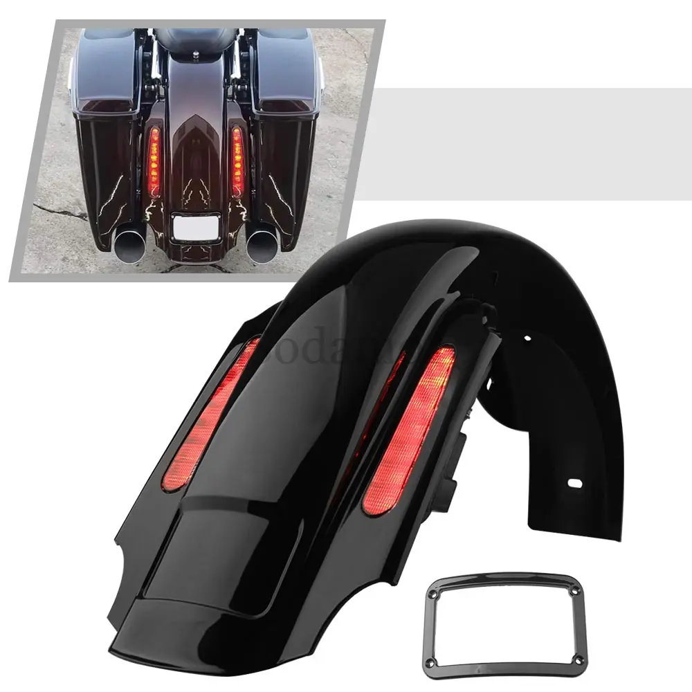 

Motorcycle Part Extended Rear Fender With LED Light Sturdy Accessory Gloss Black For HARLEY TOURING Road Glide FLTR/I 1993-2008