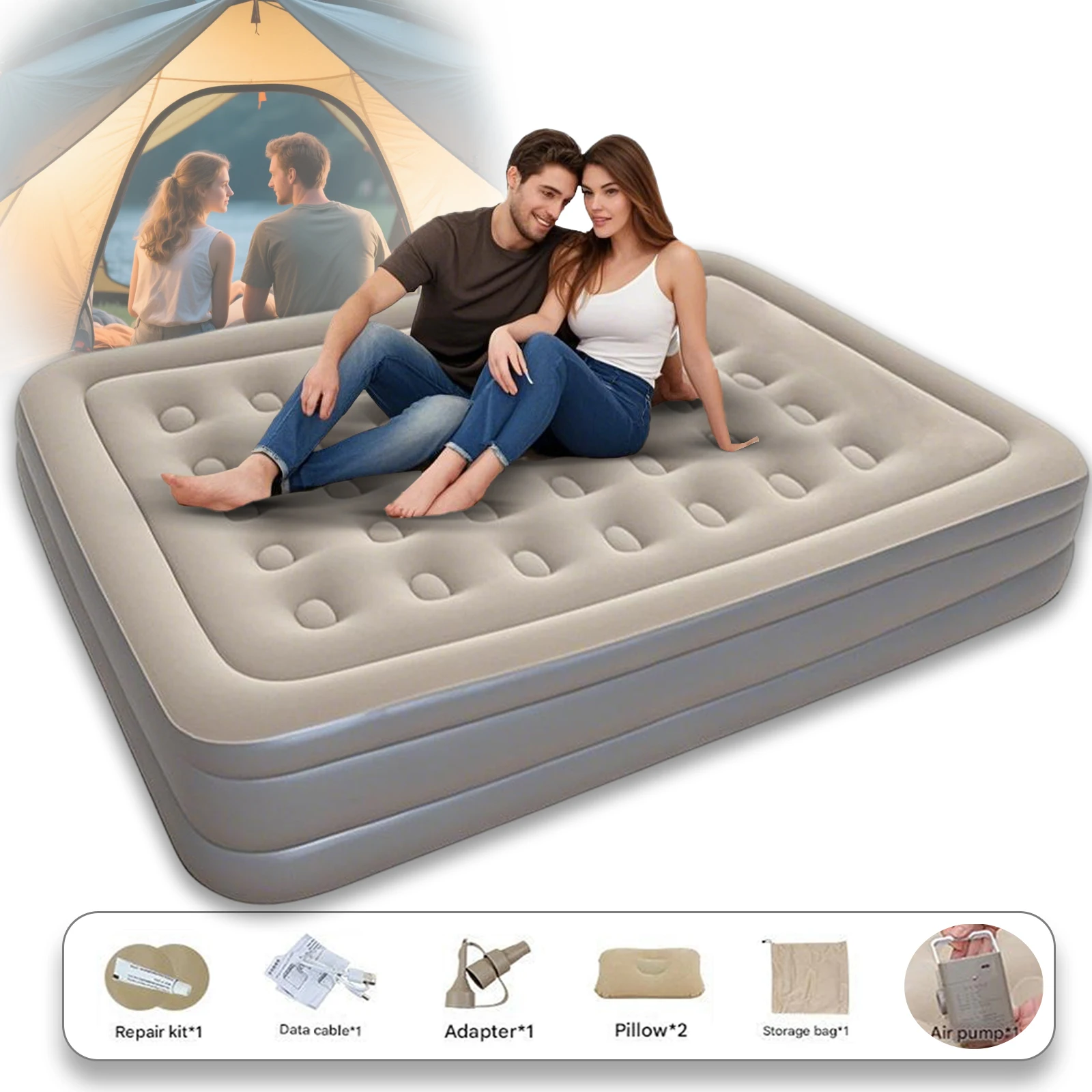 

Air Mattress with Built in Pump Foldable Air Bed Cushion Mat Inflatable Mattress For Outdoor Travel Camping&Home Guest