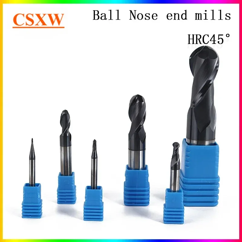 

NEW HRC45 degrees Ball Nose end mill 1mm~10mm 0.5mm 1.5mm 2mm 4mm 6mm 8mm Spindle milling cutter with tool shank of CNC metal